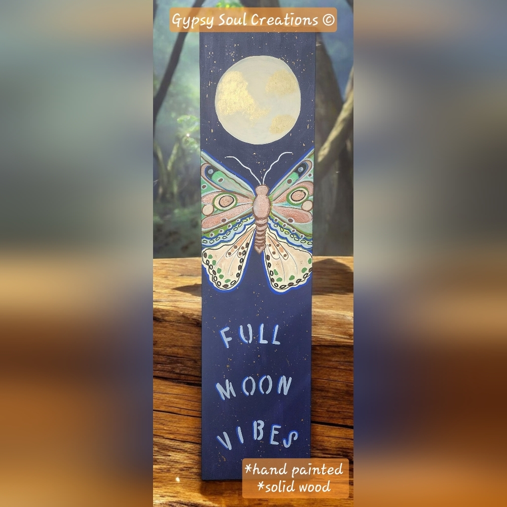 Full Moon Vibes Hand-Painted Wood Art